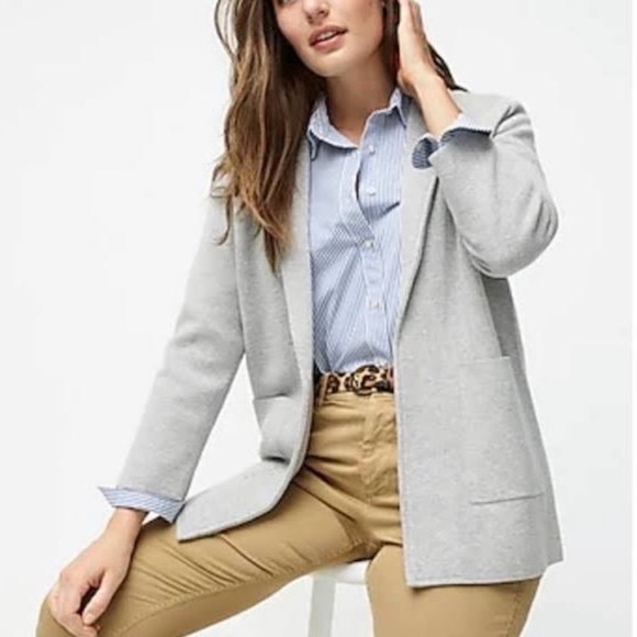 J. Crew Sophie open-front sweater-blazer Gray Sz Medium Merino Wool Blend